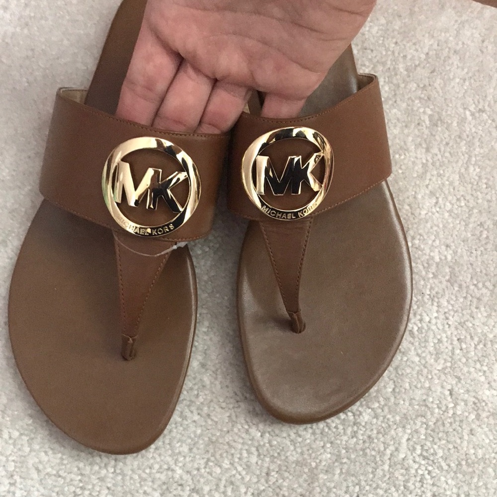 Michael Kors Luggage Brown Leather Sandal